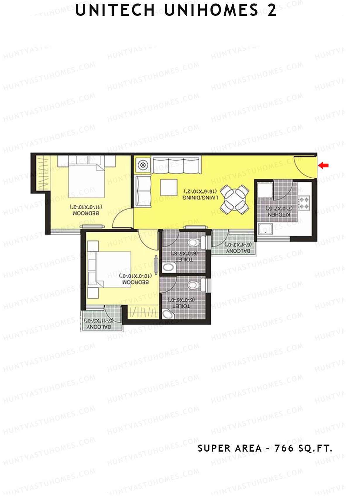 Unitech Unihomes 2 Tower F6 Unit 3 (Type Y1A) Floor Plan