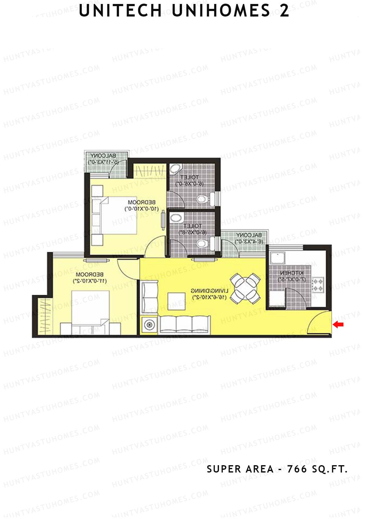 Unitech Unihomes 2 Tower F6 Unit 4 (Type Y1A) Floor Plan