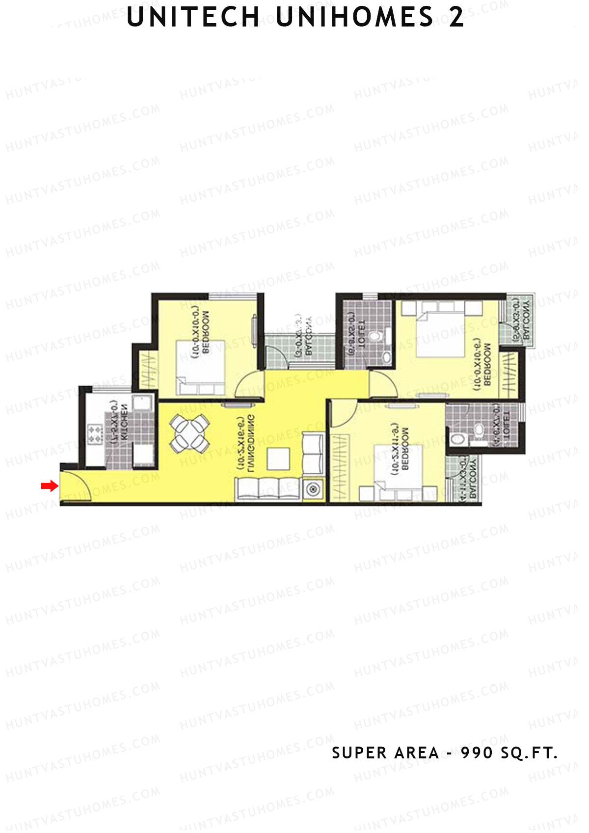 Unitech Unihomes 2 Tower D1 Unit 5 (Type X1) Floor Plan