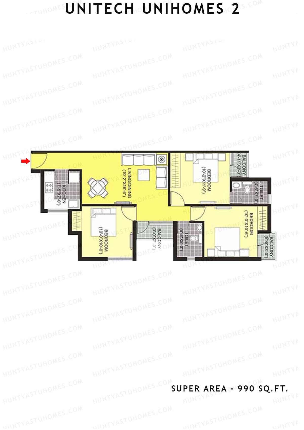 Unitech Unihomes 2 Tower D1 Unit 6 (Type X1) Floor Plan