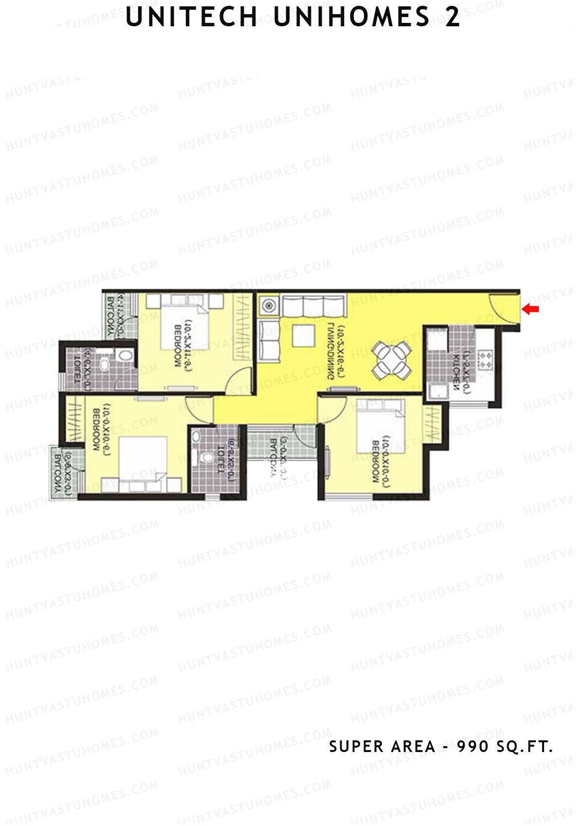 Unitech Unihomes 2 Tower D2 Unit 1 (Type X1A) Floor Plan