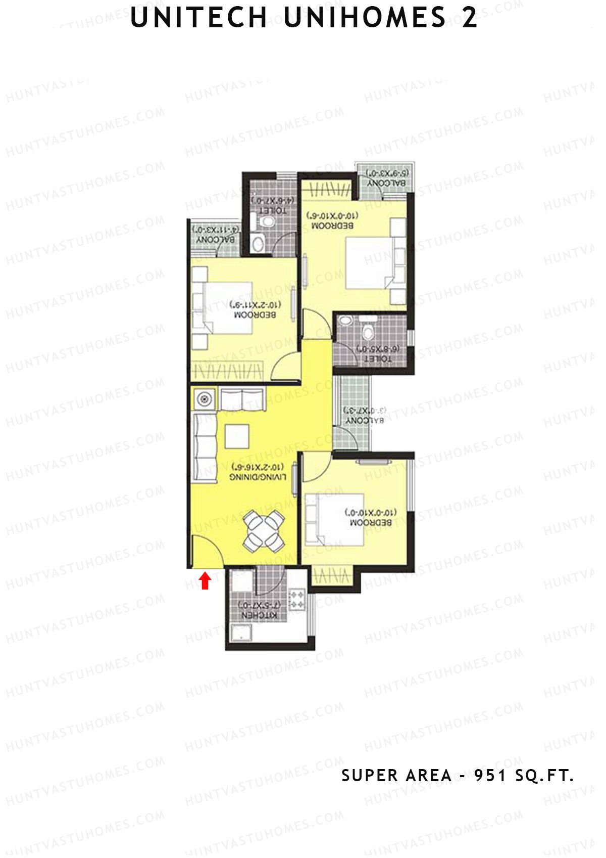 Unitech Unihomes 2 Tower D4 Unit 2 (Type X2) Floor Plan