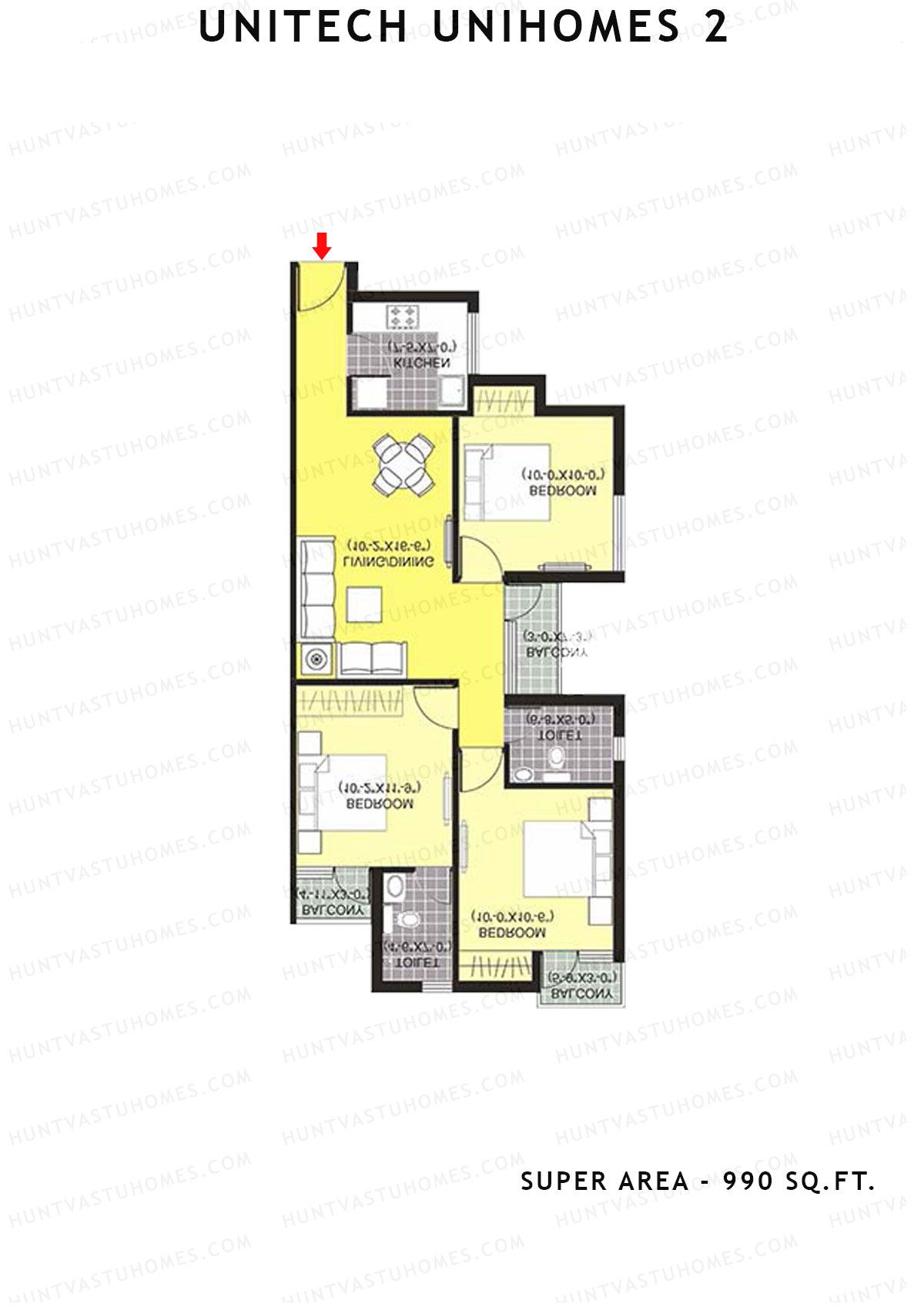 Unitech Unihomes 2 Tower D4 Unit 6 (Type X1) Floor Plan