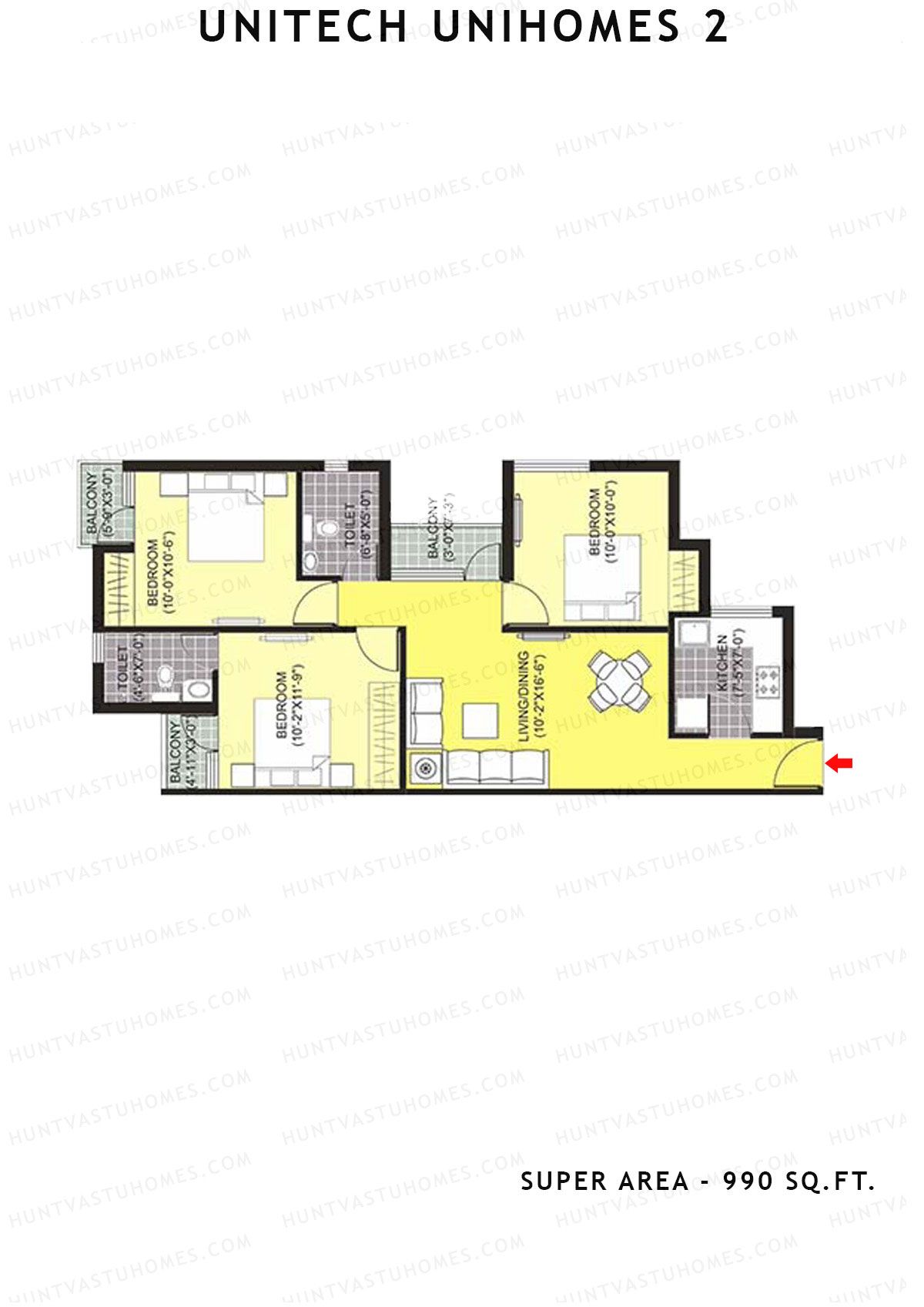 Unitech Unihomes 2 Tower E1 Unit 6 (Type X1) Floor Plan