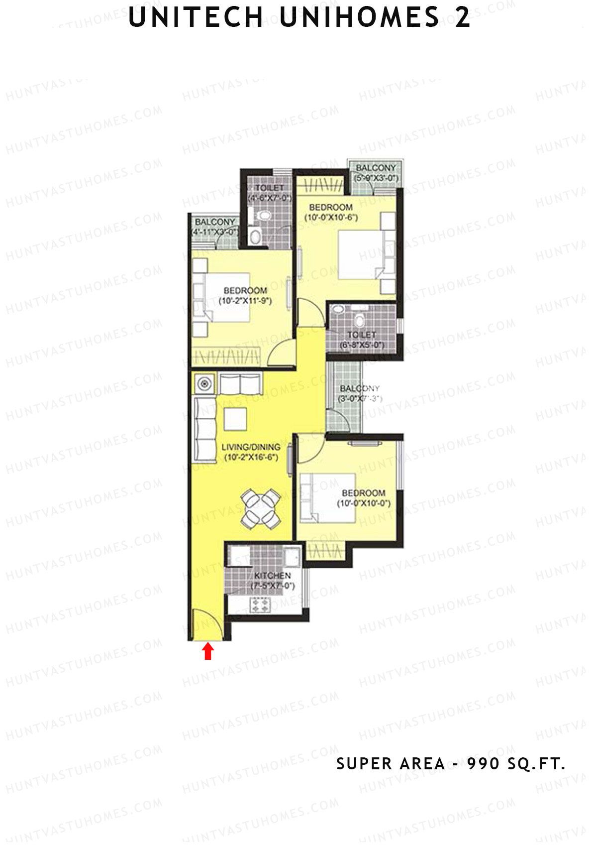 Unitech Unihomes 2 Tower F2 Unit 6 (Type X1) Floor Plan