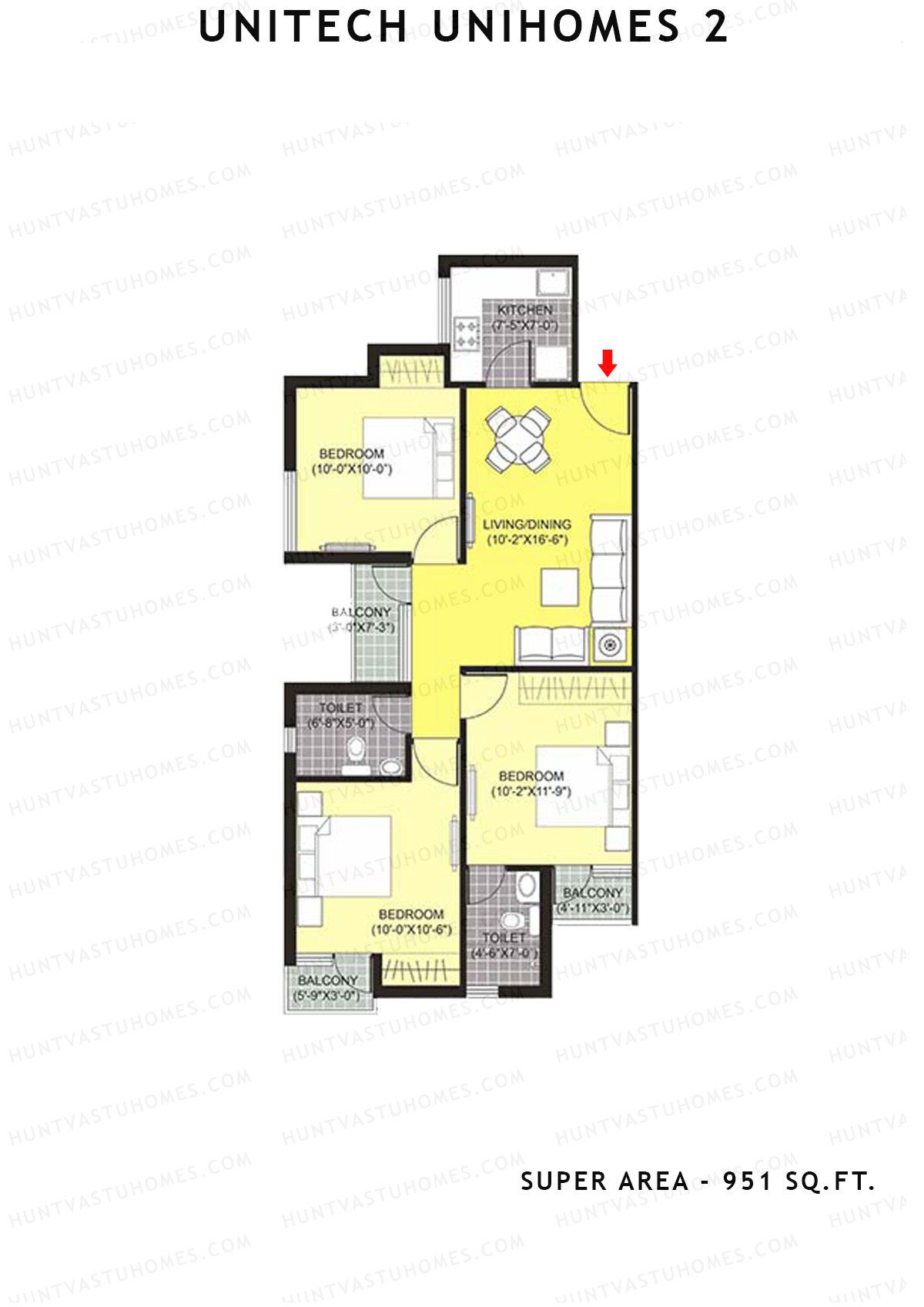 Unitech Unihomes 2 Tower F6 Unit 2 (Type X2) Floor Plan