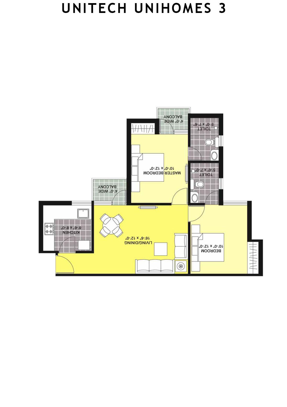 Unitech Unihomes 3 Tower A4 Unit 7 (Type Y1) Floor Plan