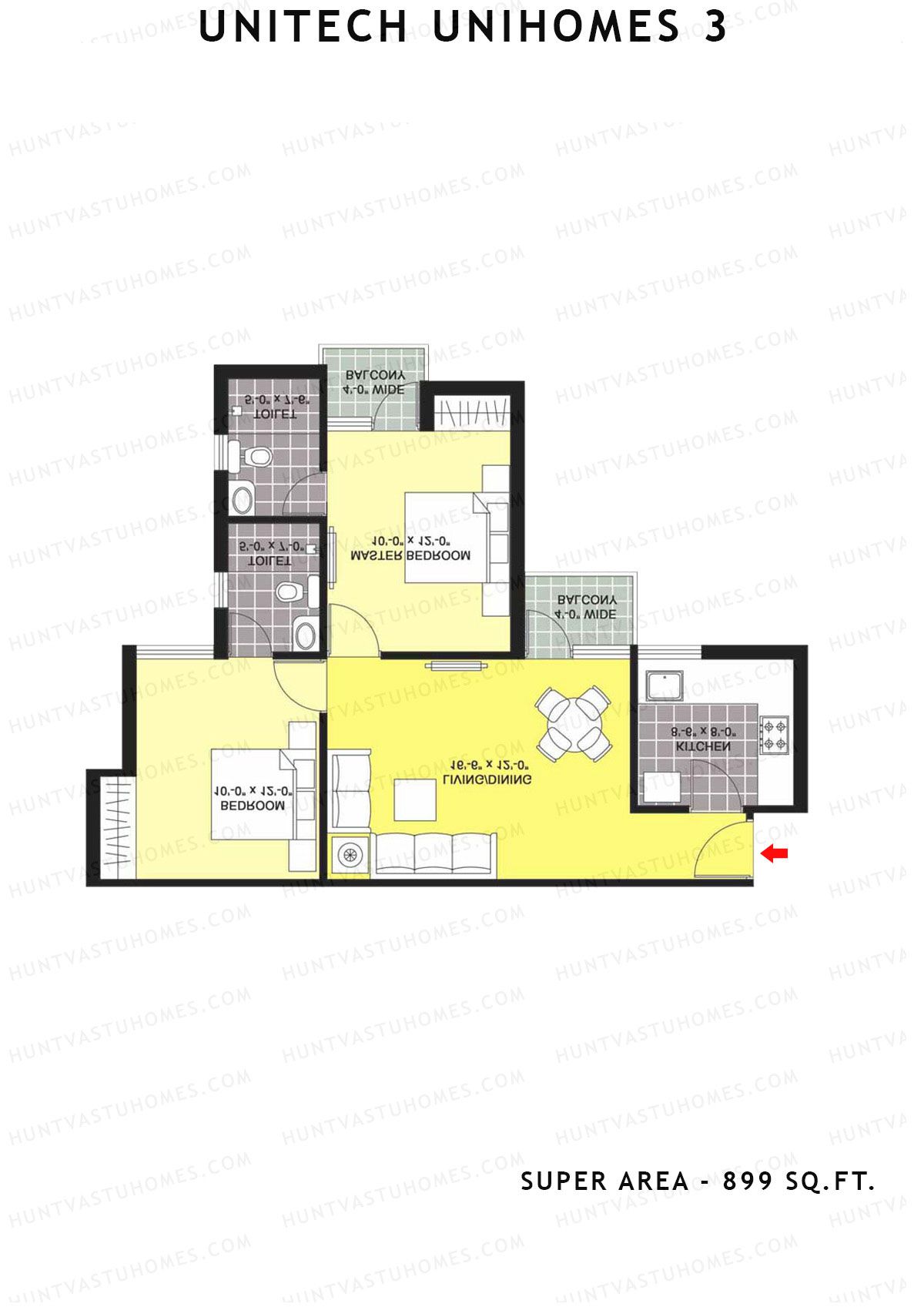 Unitech Unihomes 3 Tower B1 Unit 8 (Type Y1) Floor Plan