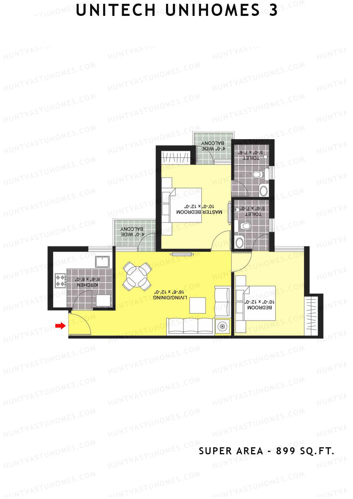 Unitech Unihomes 3 Tower B4 Unit 7 (Type Y1) Floor Plan
