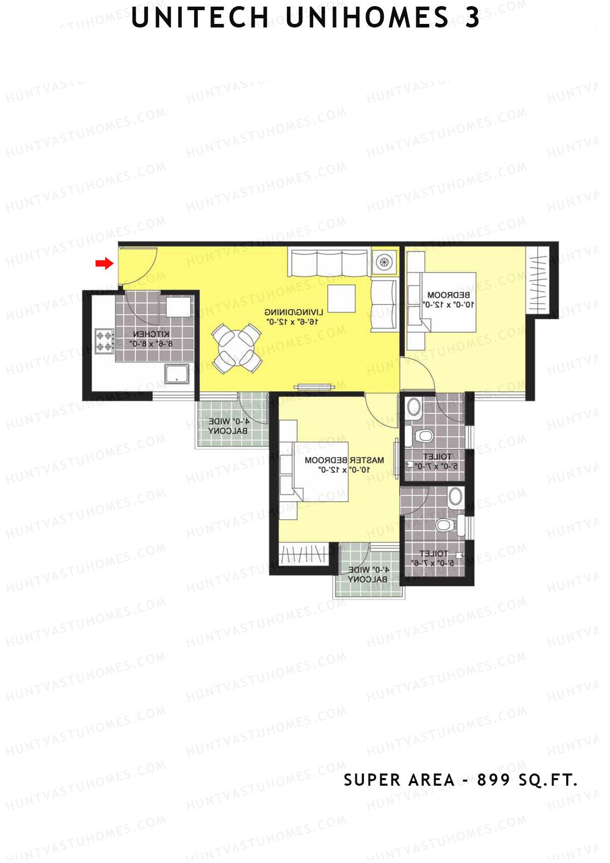 Unitech Unihomes 3 Tower B4 Unit 8 (Type Y1) Floor Plan