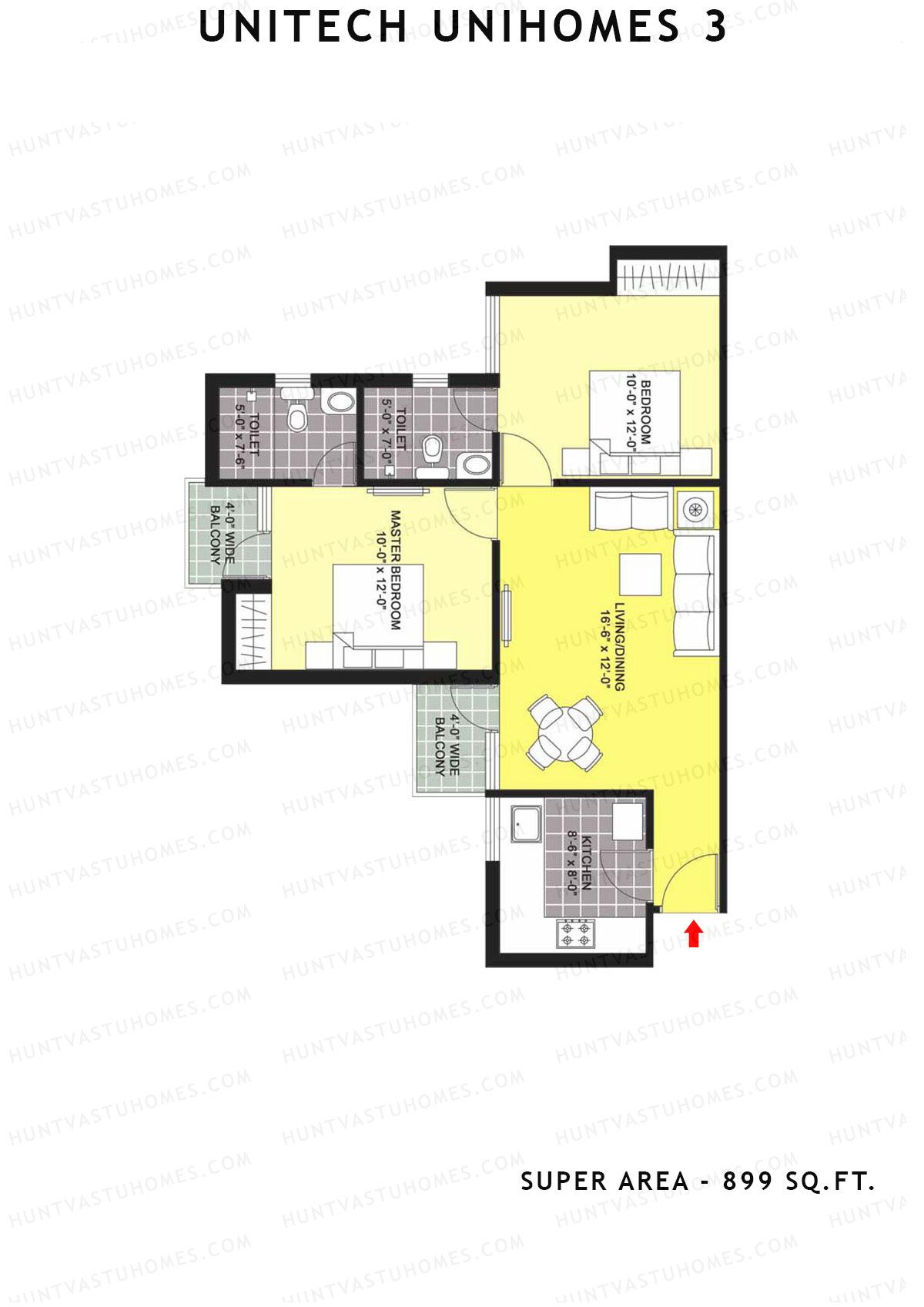 Unitech Unihomes 3 Tower C1 Unit 7 (Type Y1) Floor Plan