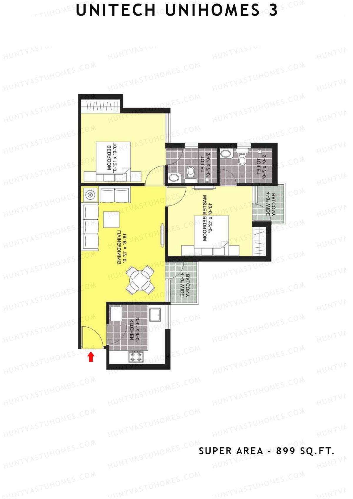 Unitech Unihomes 3 Tower C1 Unit 8 (Type Y1) Floor Plan