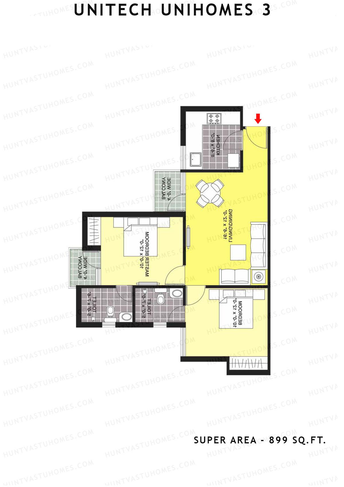 Unitech Unihomes 3 Tower C2 Unit 4 (Type Y1) Floor Plan