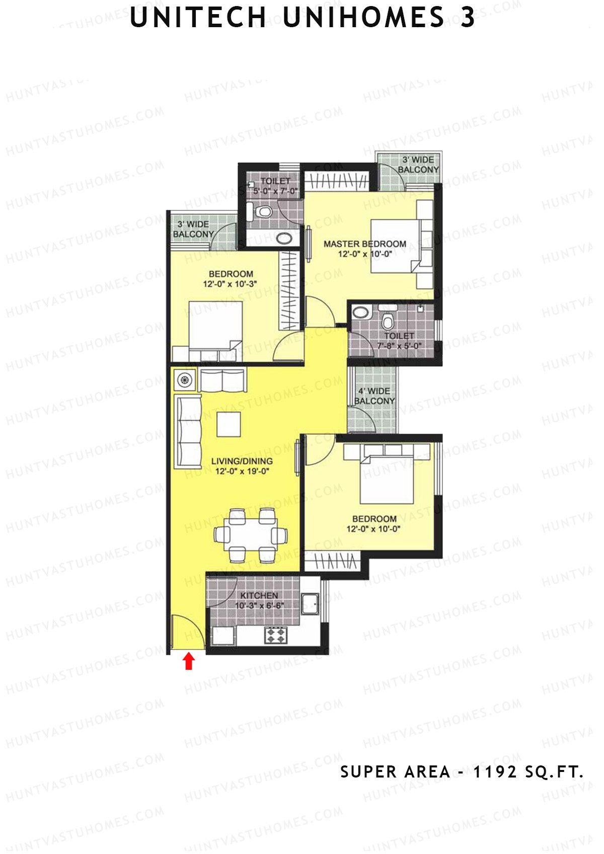 Unitech Unihomes 3 Tower A4 Unit 6 (Type Z2) Floor Plan