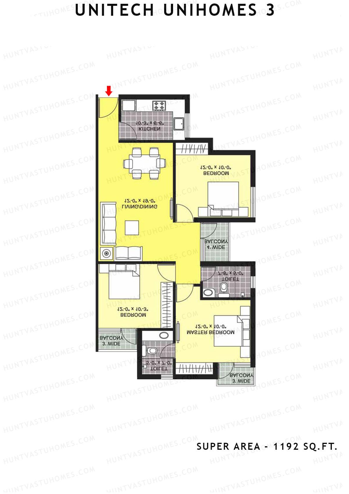 Unitech Unihomes 3 Tower B1 Unit 5 (Type Z2) Floor Plan