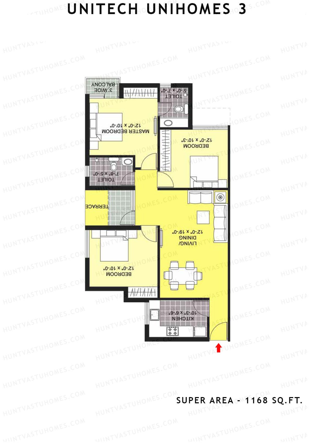 Unitech Unihomes 3 Tower B2 Unit 1 (Type Z1) Floor Plan