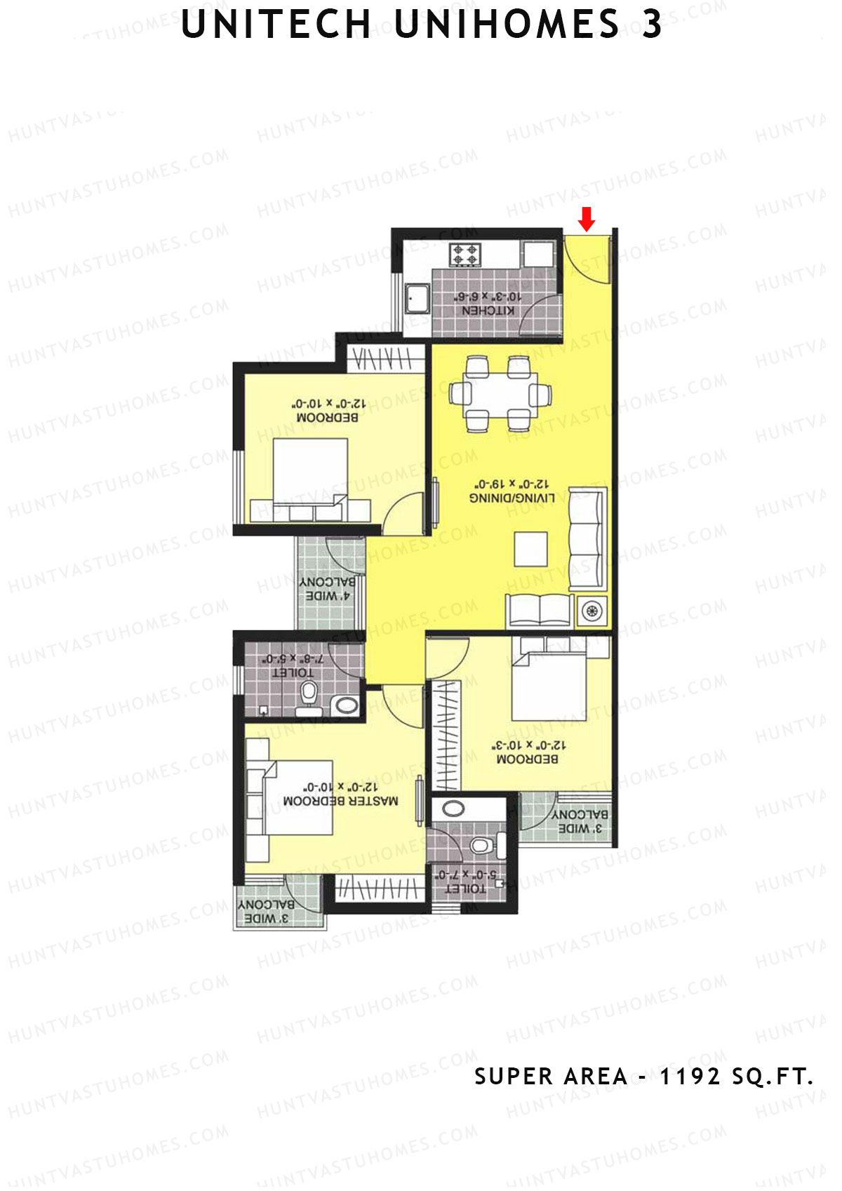 Unitech Unihomes 3 Tower B4 Unit 2 (Type Z2) Floor Plan