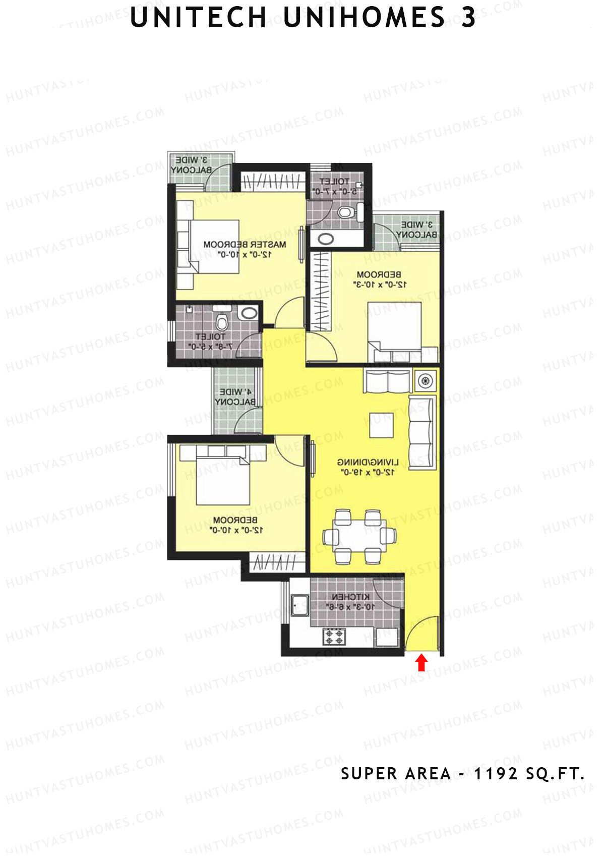 Unitech Unihomes 3 Tower B4 Unit 5 (Type Z2) Floor Plan