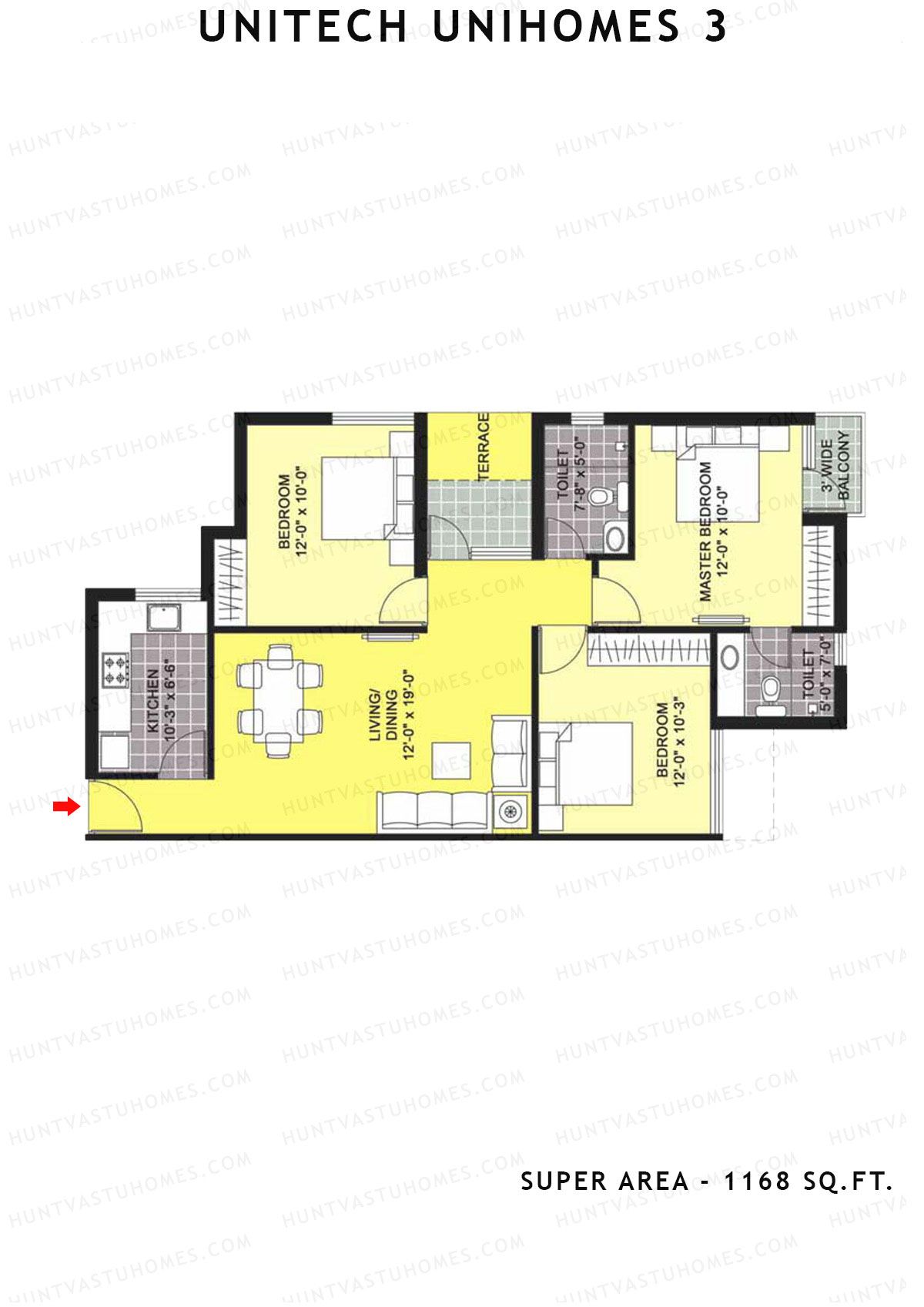 Unitech Unihomes 3 Tower C2 Unit 1 (Type Z1) Floor Plan