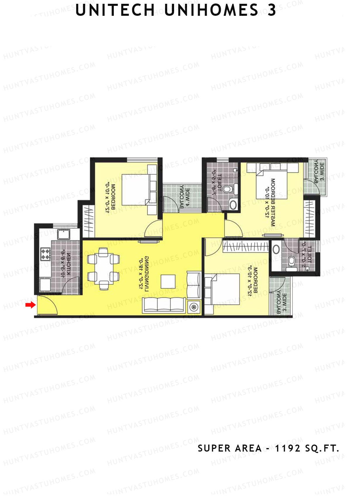 Unitech Unihomes 3 Tower C2 Unit 1 (Type Z2) Floor Plan