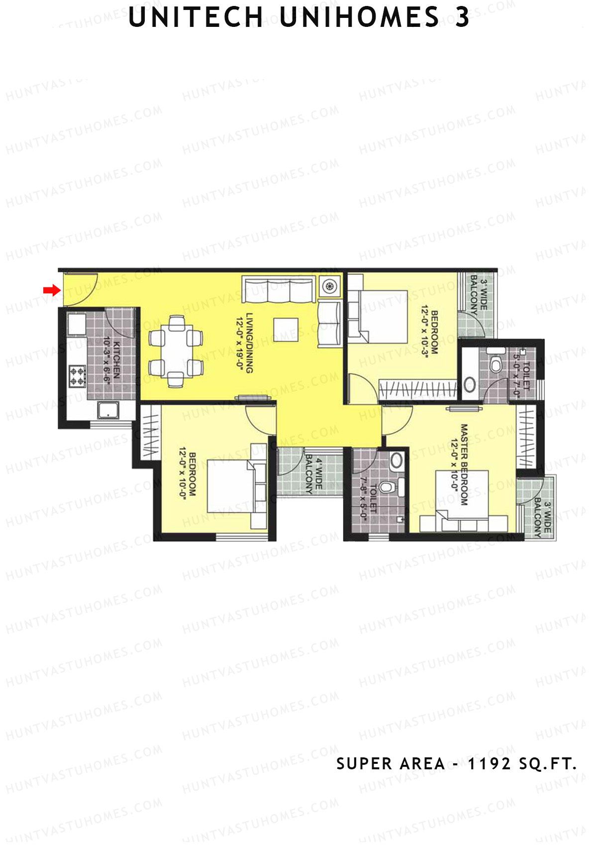 Unitech Unihomes 3 Tower C2 Unit 2 (Type Z2) Floor Plan