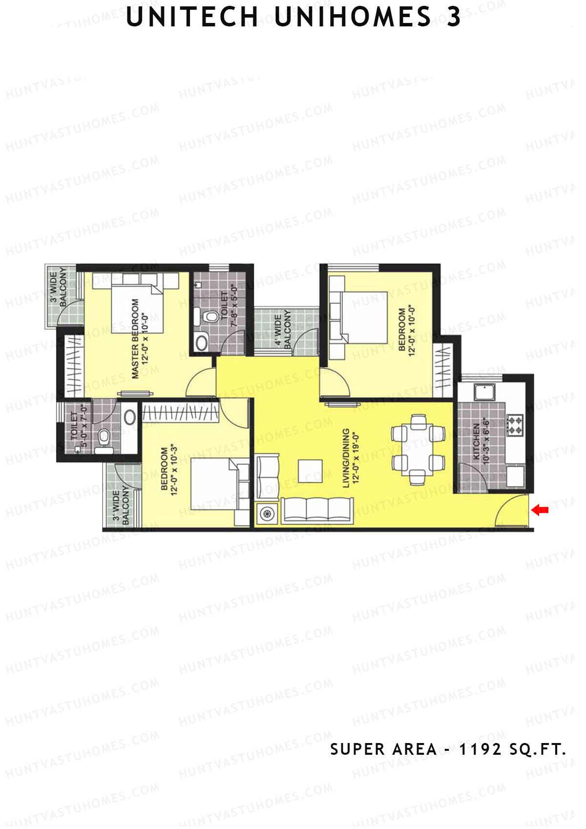 Unitech Unihomes 3 Tower C2 Unit 6 (Type Z2) Floor Plan
