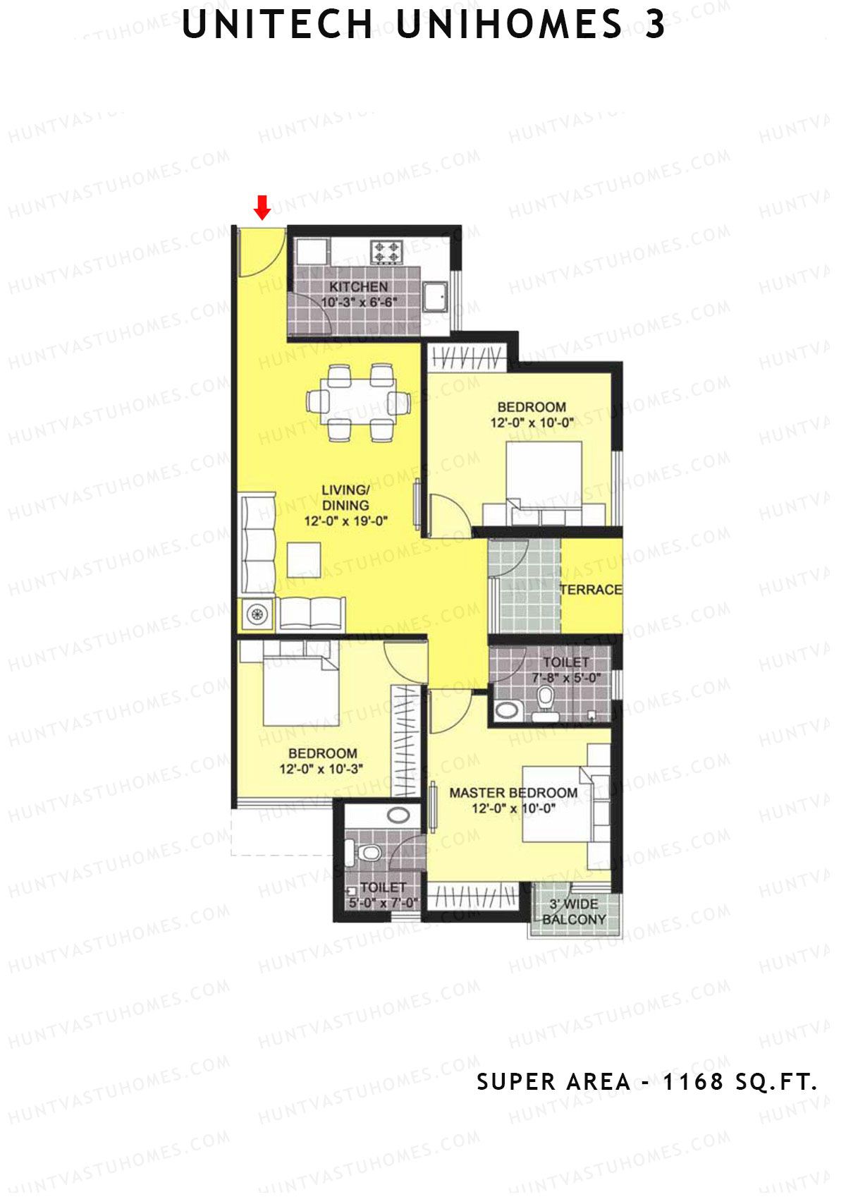 Unitech Unihomes 3 Tower C6 Unit 1 (Type Z1) Floor Plan