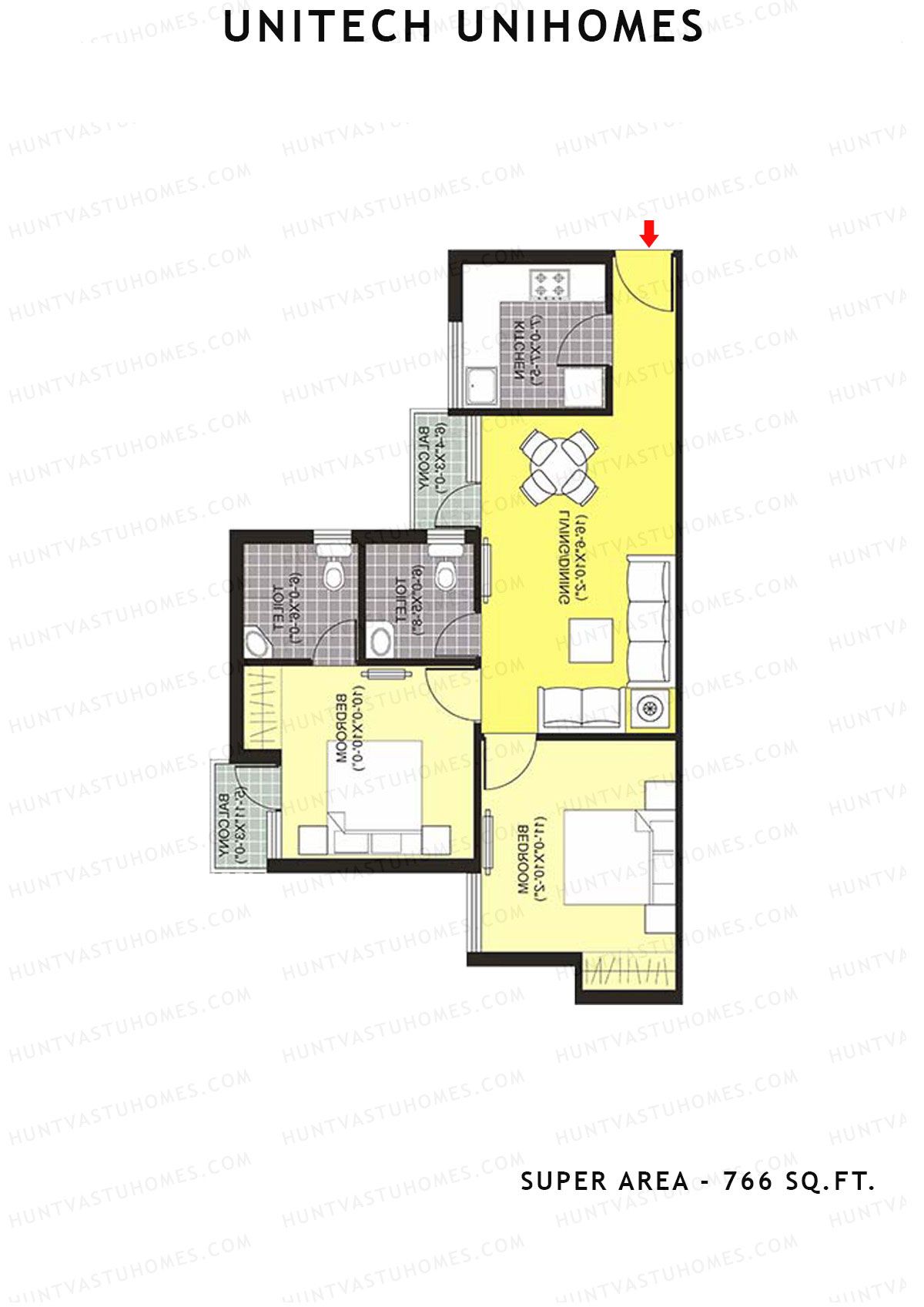Unitech Unihomes Tower A3 Unit 8 (Type Y1) Floor Plan