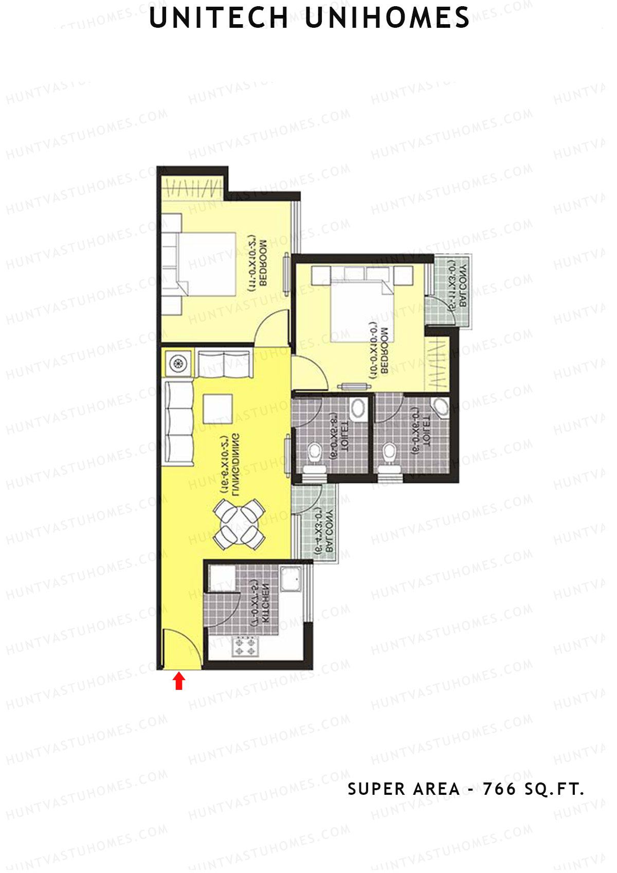 Unitech Unihomes Tower A4 Unit 4 (Type Y1a) Floor Plan