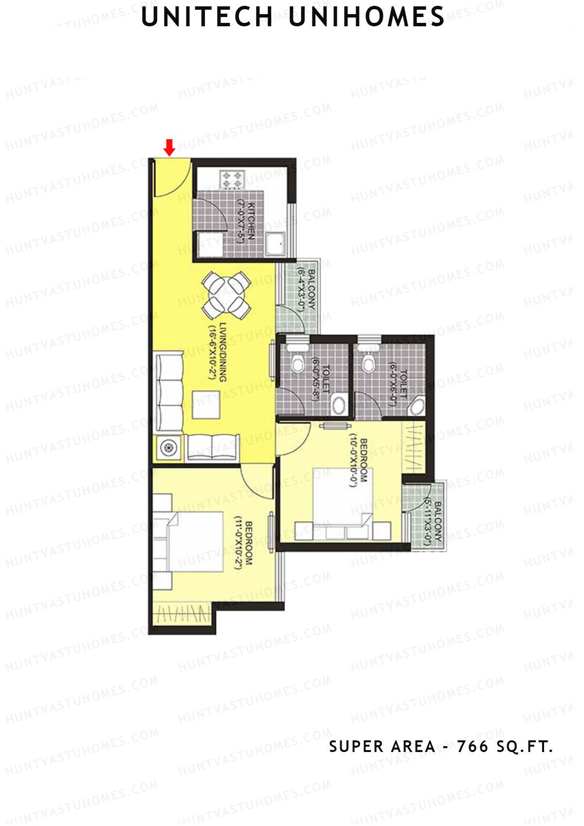 Unitech Unihomes Tower A4 Unit 7 (Type Y1) Floor Plan