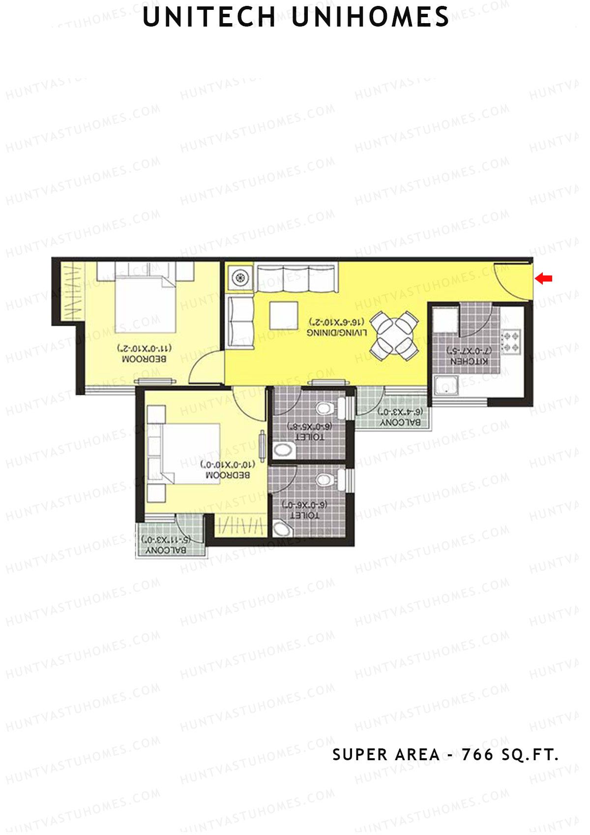 Unitech Unihomes Tower B4 Unit 7 (Type Y1) Floor Plan