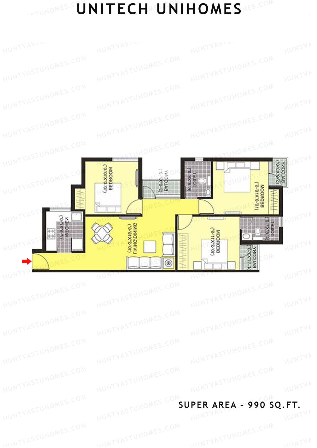 Unitech Unihomes Tower A1 Unit 5 (Type X1) Floor Plan