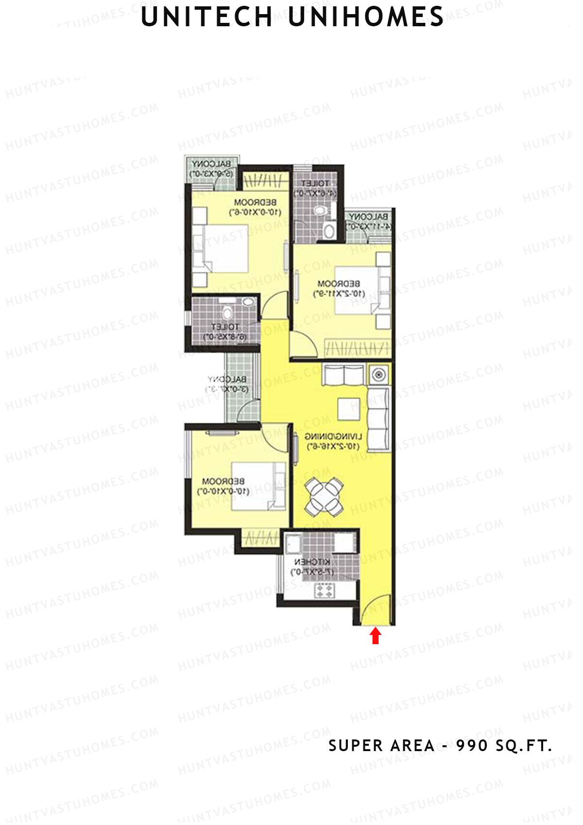 Unitech Unihomes Tower B1 Unit 1 (Type X1a) Floor Plan