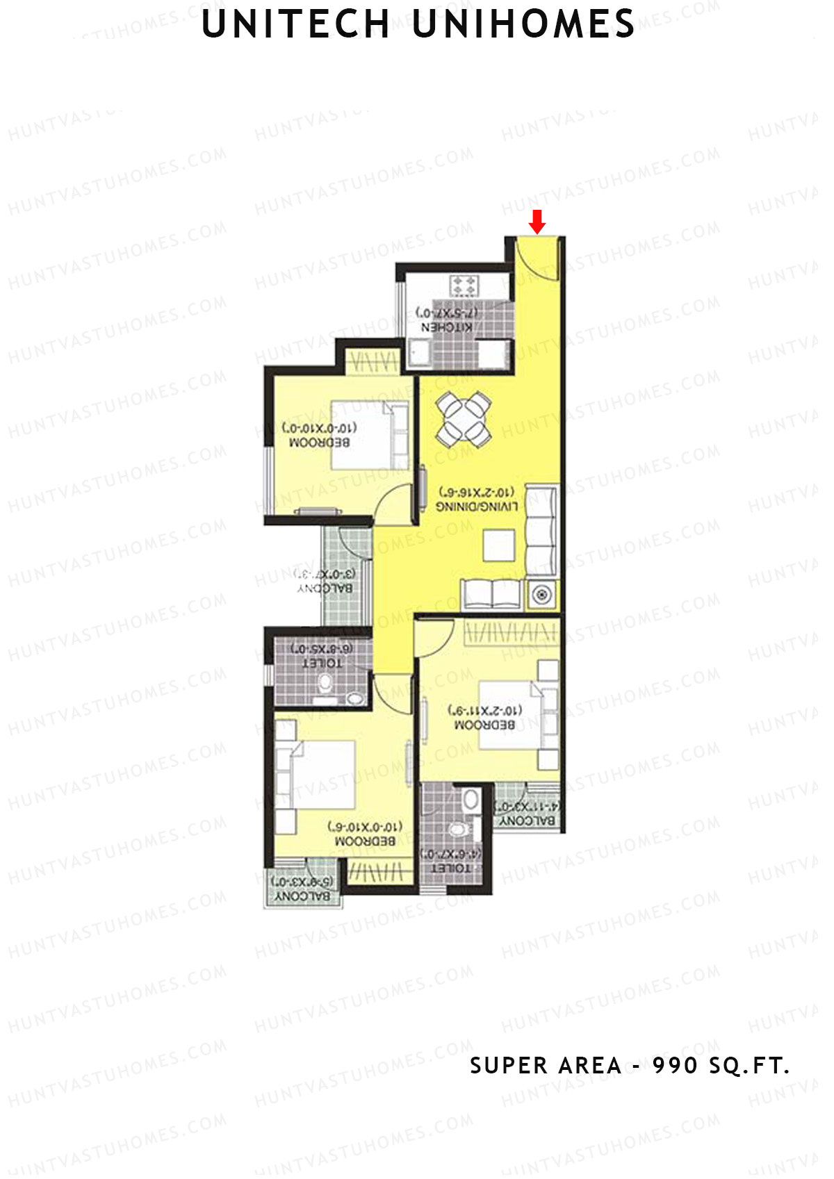 Unitech Unihomes Tower B1 Unit 6 (Type X1) Floor Plan