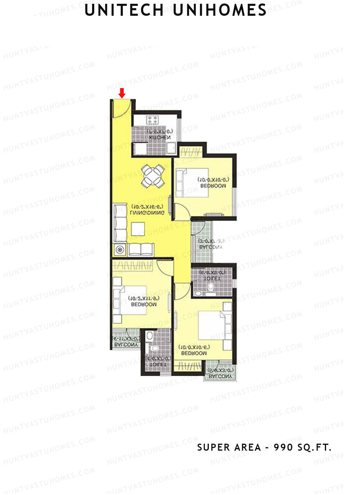 Unitech Unihomes Tower B5 Unit 5 (Type X1) Floor Plan