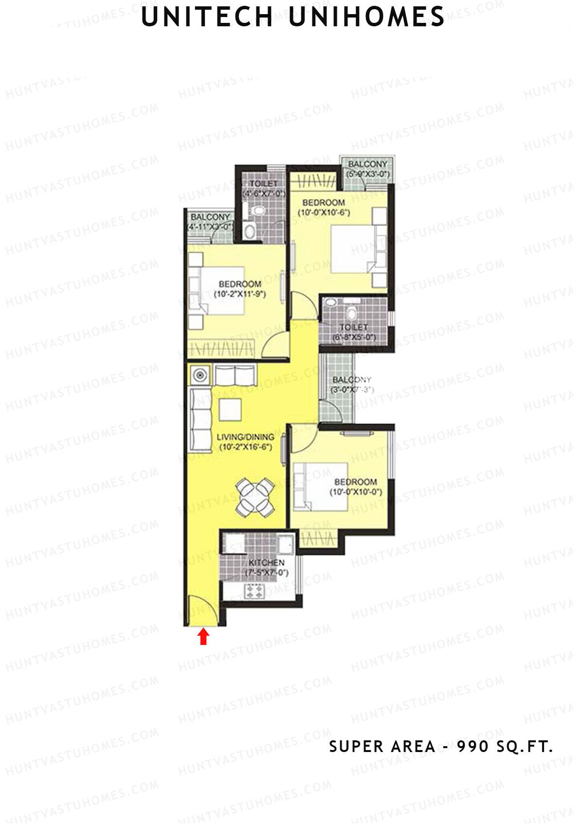 Unitech Unihomes Tower C1 Unit 6 (Type X1) Floor Plan