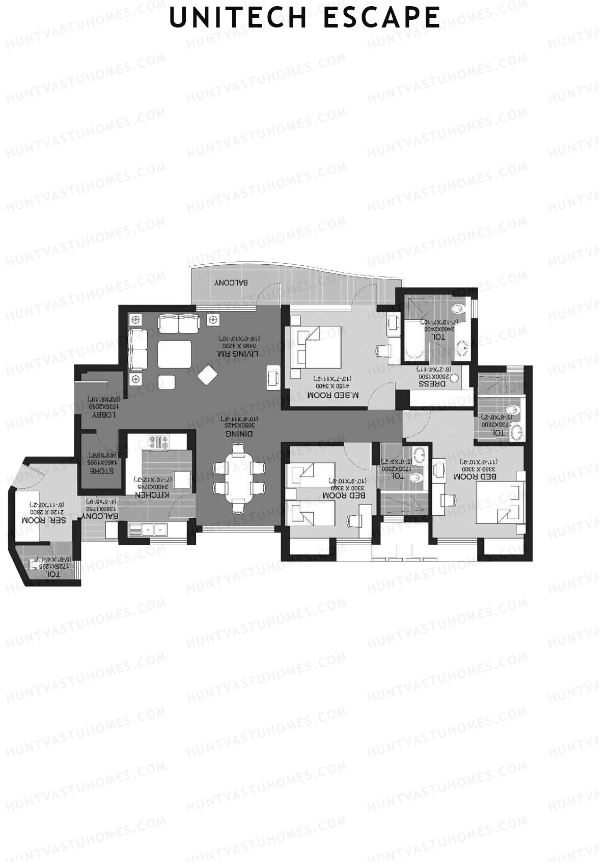 Unitech Escape Tower 1 Unit 1 (Type A) Floor Plan