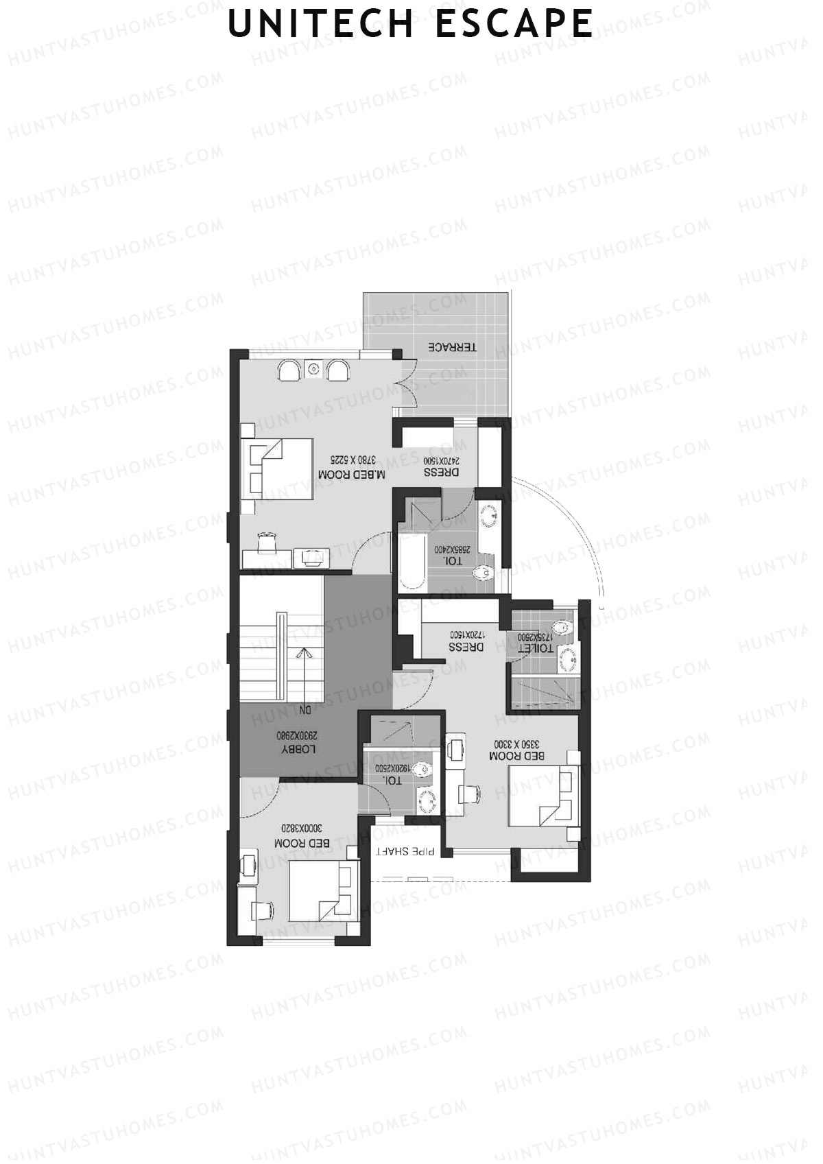 Unitech Escape Tower 1 Unit 1 (Townhouse) Floor Plan