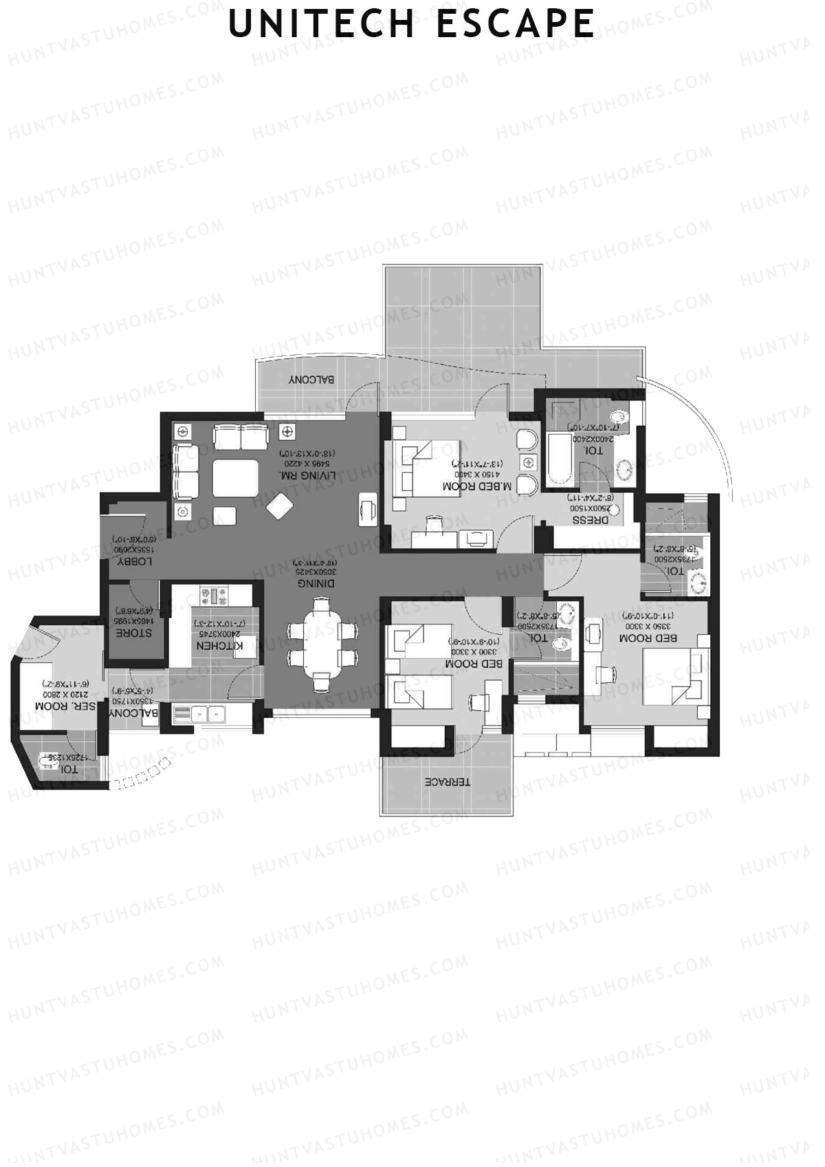 Unitech Escape Tower 1 Unit 1 (Type E) Floor Plan