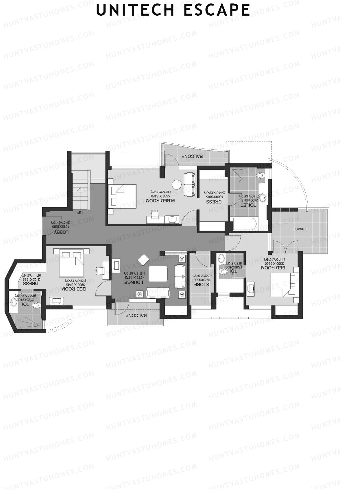 Unitech Escape Tower 1 Unit 1 Type (Penthouse) Floor Plan