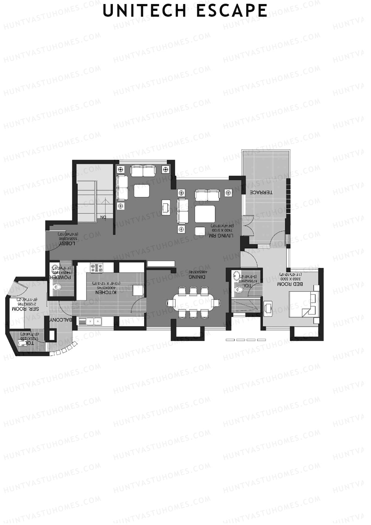 Unitech Escape Tower 1 Unit 1 Type (Penthouse) Floor Plan