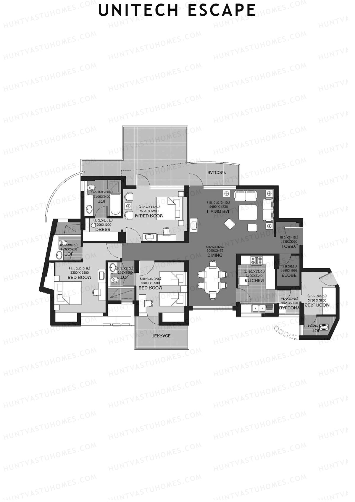 Unitech Escape Tower 1 Unit 2 (Type C) Floor Plan
