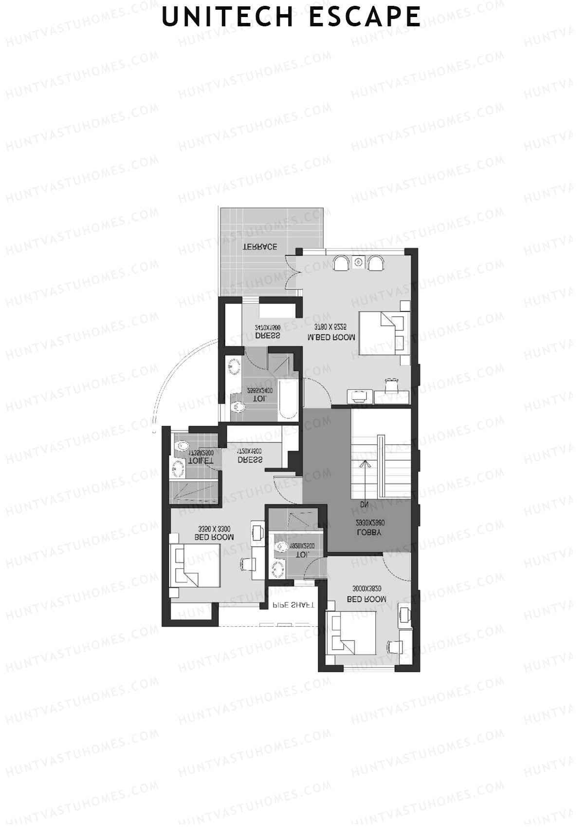 Unitech Escape Tower 1 Unit 2 (Townhouse) Floor Plan