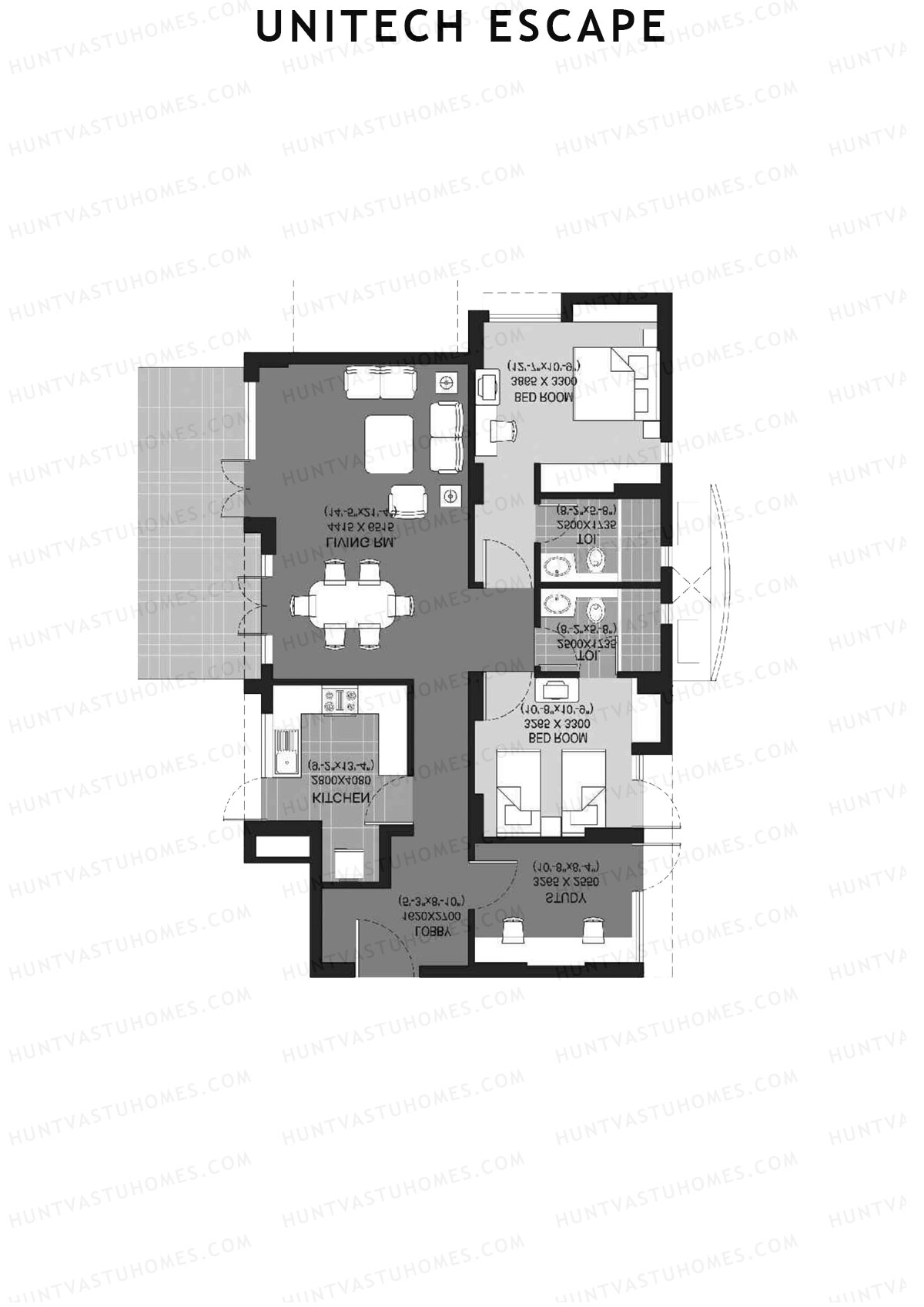 Unitech Escape Tower 1 Unit 3 (Type G) Floor Plan