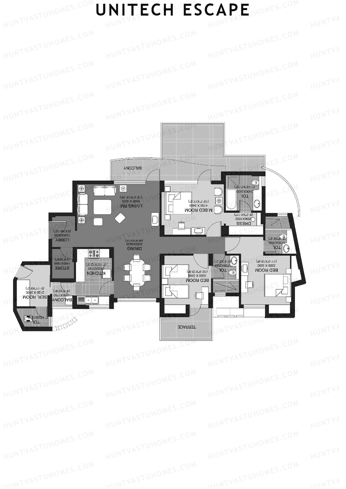 Unitech Escape Tower 2 Unit 1 (Type C) Floor Plan