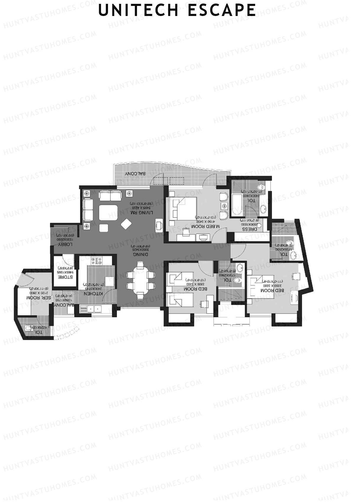 Unitech Escape Tower 2 Unit 1 (Type D) Floor Plan