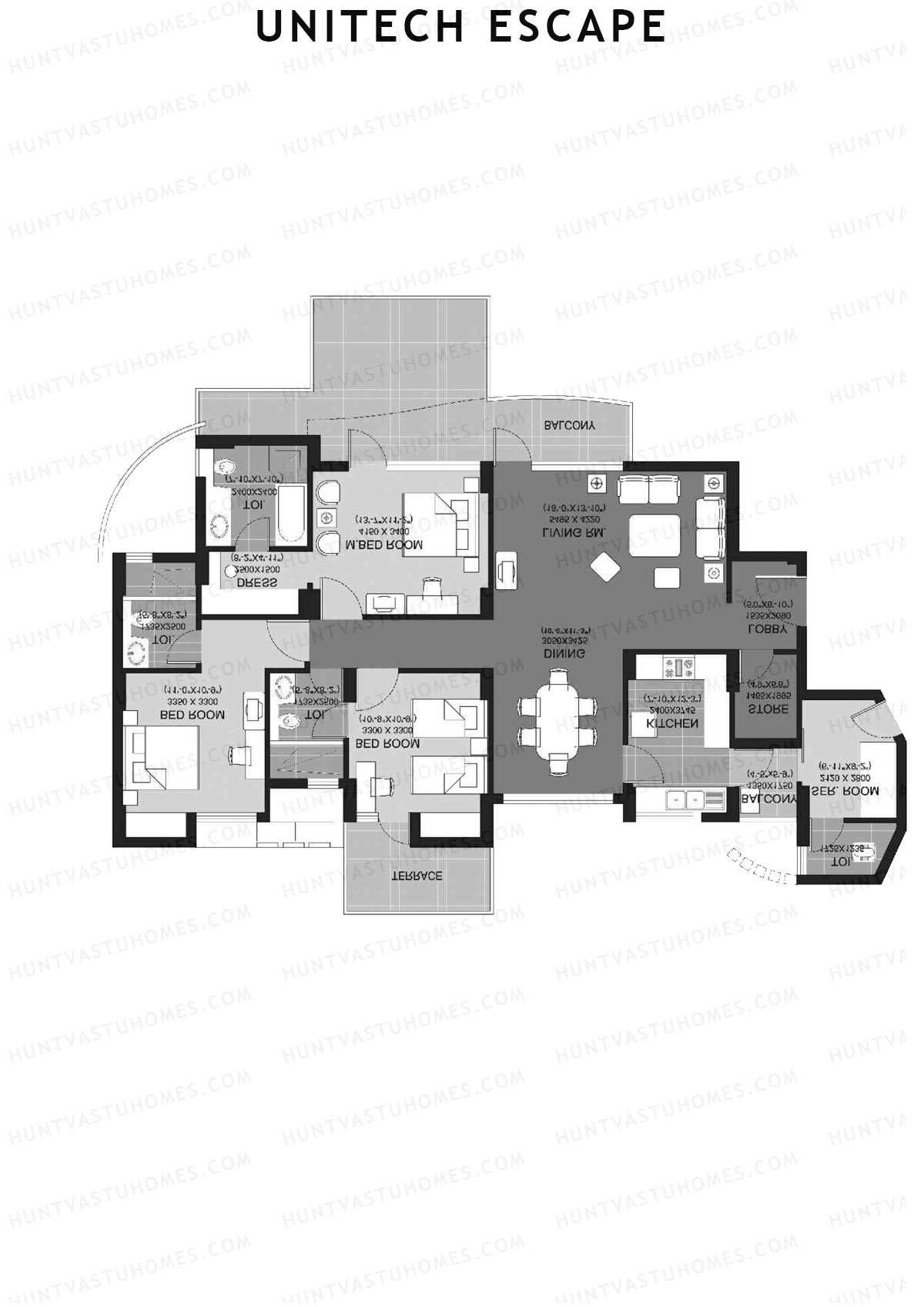 Unitech Escape Tower 2 Unit 2 (Type E) Floor Plan