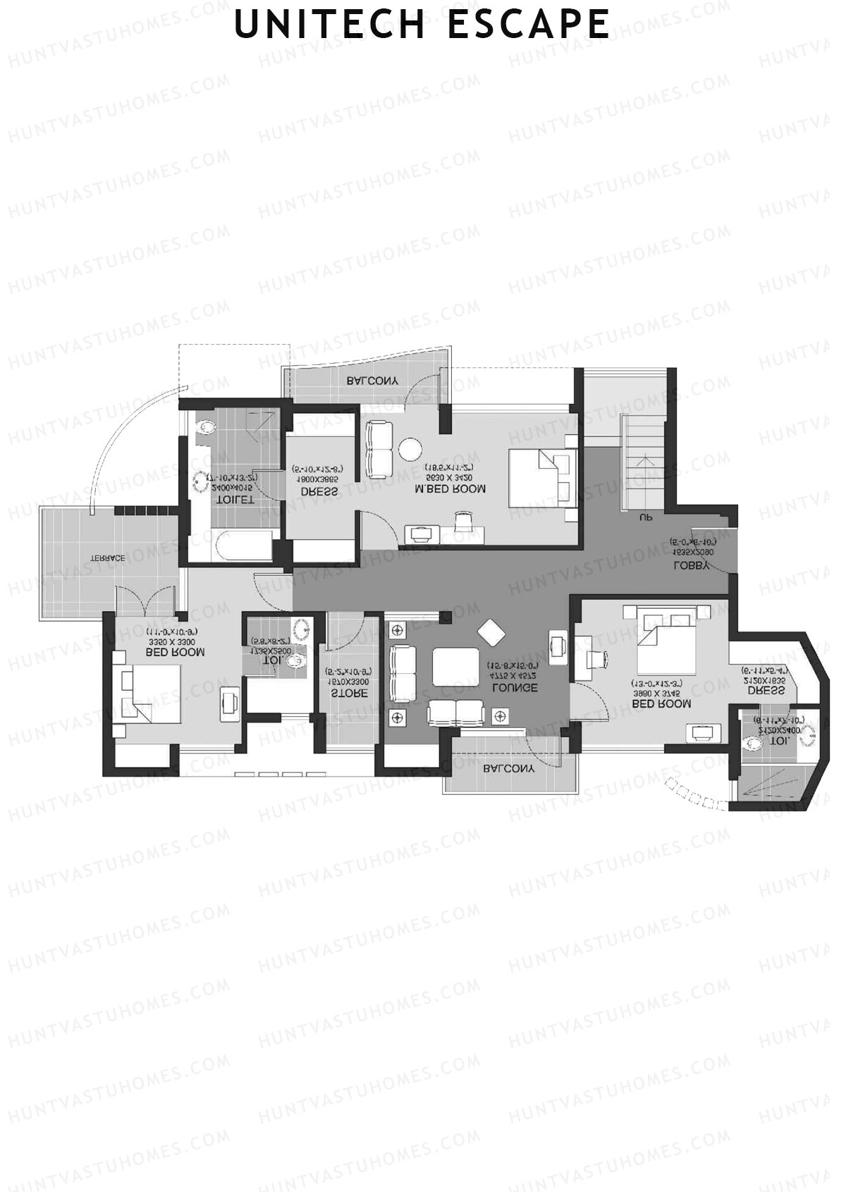 Unitech Escape Tower 2 Unit 2 Type (Penthouse) Floor Plan