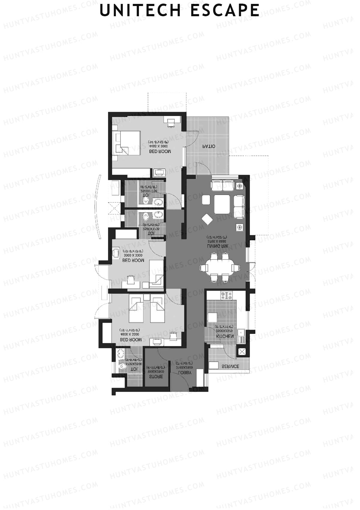 Unitech Escape Tower 2 Unit 3 (Type G2) Floor Plan