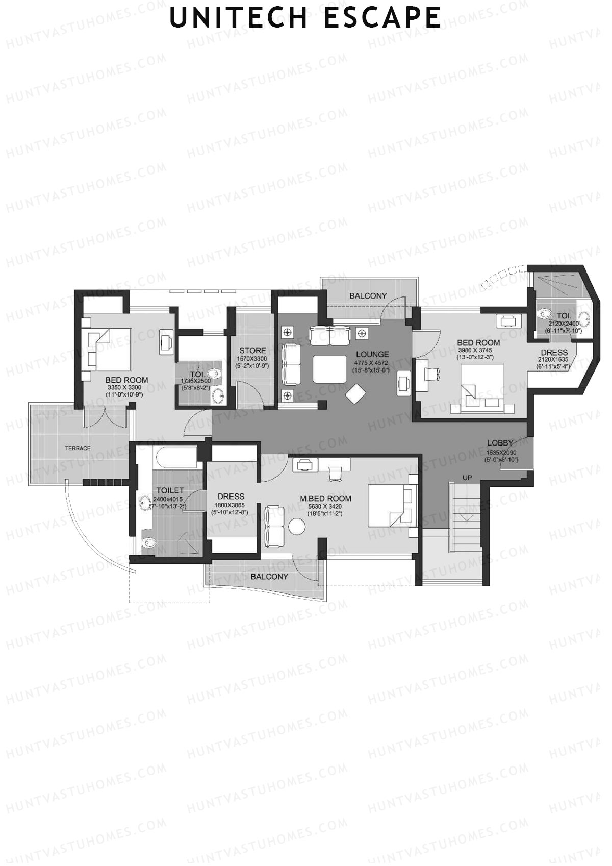 Unitech Escape Tower 3 Unit 1 Type (Penthouse) Floor Plan